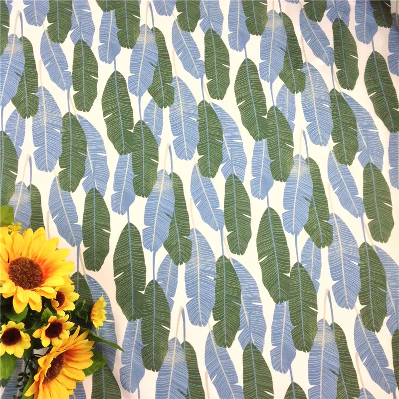 Leaf printing fabric dress material polyester custom designs print DTY double brushed poly baby jersey fabric for garments