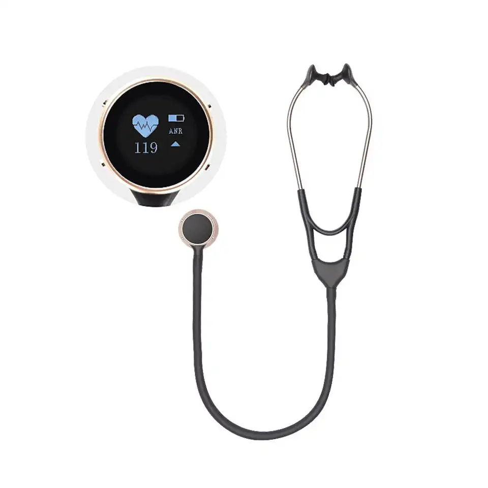 Stéthoscope binaural visuel numérique rechargeable en acier inoxydable, équipement de diagnostic hospitalier électronique