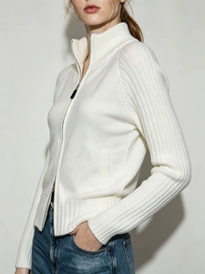 Casual Zipper Knitted Zipper Short Cardigan Ladies <strong>Half</strong> High Neck Slim Fit Solid <strong>Jacket</strong> Coat Knitwear Fashion Women's Sweater - Product Image 2