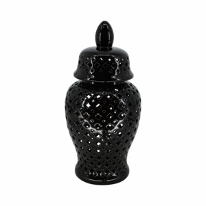 Vaso in ceramica moderno con motivo a trifoglio intagliato per soggiorno, decorazione per la casa, accessorio da tavolo - Product Image 2