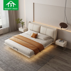 <span class=keywords><strong>Matelas</strong></span> d'usine en bois, lit de couchage, cadres de base avec tête de lit, cuir populaire moderne, hôtel, plate-forme rembourrée, lits en bois, cadre - Product Image 1