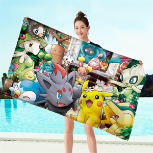 ผ้าขนหนูเด็กคุณภาพสูงลายการ์ตูนโปเกมอน ขนาดใหญ่ เนื้อไมโครไฟเบอร์นุ่มพิเศษ ซึมซับน้ำได้ดี แห้งเร็ว เหมาะสำหรับสระว่ายน้ำ ท่องเที่ยว อาบน้ำ และชายหาด - Product Image 3