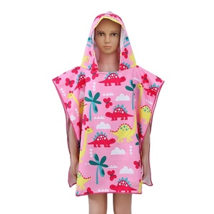 Offre Spéciale personnalisé enfants nager requin dessin animé OEM Logo séchage rapide enfants <span class=keywords><strong>bain</strong></span> à capuche imprimé Animal microfibre bébé Poncho serviette <span class=keywords><strong>de</strong></span> plage - Product Image 2