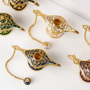 Lámpara de Aladdín grabada en latón más vendida con acabado dorado, mesa de diseño Vintage, Lámpara decorativa de Aladdín Chirag, estilo árabe - Product Image 3