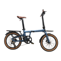 Vélo électrique Naicisports 20 pouces en fibre de carbone, batterie lithium 36V, moteur roue arrière 250W/350W, 7 vitesses, freins à disque, éclairage LED, pliable