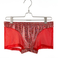Caleçon en maille sexy avec strass brillant personnalisé pour hommes Caleçon respirant avec ceinture élastique Short transparent