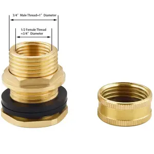 Conector de montaje de manguera de jardín, conector de tanque de agua de latón, 1/2 ", hembra NPT, 3/4" - Product Image 6