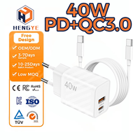 ODM OEM UE ROYAUME-UNI 40W Double Ports Type C USB a Charge rapide USB Téléphone portable Voyage Logo personnalisé Chargeur de téléphone mural