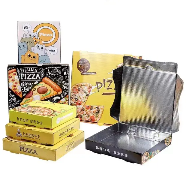 Оптовая продажа, высокое качество, дешевый логотип на заказ, портативная Толстая рециркулированная Гофрированная коробка для выпечки, алюминиевая пленка, коробка для пиццы