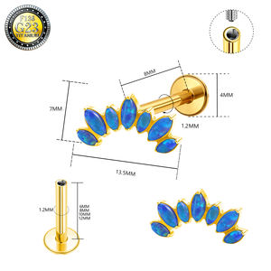 YS Schmuck Maßgefertigte Geometrische Titan-Labret-Ohrringe ASTM F136 Piercing Innengewinde Helix Tragus Lobe Flacher Rücken für Kinder - Product Image 6
