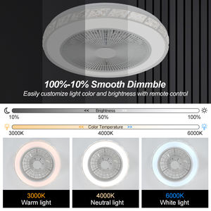 メーカー製 モダン ブレードレス シーリングファン LEDライト付き リモコン DCモーター 調光機能付き 寝室用 LEDライト シーリングファン - Product Image 5