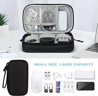 Sac organisateur de câbles imperméable à double couche Mixwares, pochette de rangement portable pour accessoires électroniques, chargeur, téléphone, écouteurs
