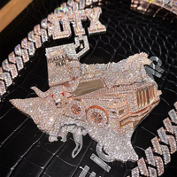 Pendentif Lettre Personnalisé en Moissanite VVS, Argent S925, Or Massif 9k 10k 14k 18k, Breloques Iced Out, Pendentifs à Motif 3D