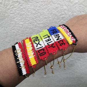 Moyamiya fait à la main drapeau national personnalisé Bracelets colorés en gros Miyuki Delica Bracelets espagnols pour cadeau avec le Mexique - Product Image 4