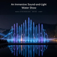 Fontaine musicale extérieure en acier inoxydable avec jets dansants à sec et éclairage RGB subaquatique pour parc public