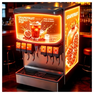 Affiche EL pour réfrigérateurs, congélateurs, cafetières et distributeurs automatiques. Favorise la vente de jus, de cocktails, de boissons énergisantes, de cola et de café - Product Image 1