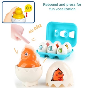 6 pezzi di <span class=keywords><strong>dinosauro</strong></span> abbinamento uova giocattoli per bambini Montessori colore e forma di smistamento abbinamento uovo gioco educativo con squittio - Product Image 6