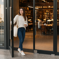 Porte à ressort au sol pour entrée de restaurant ou café avec panneau en verre trempé dépoli