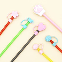 Bouchon de paille en silicone créatif, couvercle de protection de paille de dessin animé