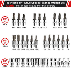 46 피스 핸드 정비사 도구 전체 자동차 MOQ 1 세트 소켓 스패너 드라이버 세트 - Product Image 3