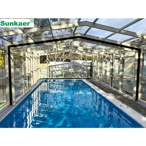Sk S02 Kwaliteit Verzekerd Buitenzwembad Dekt Intrekbare Polycarbonaat Sunroom Zwembad Behuizing Zwembad Afdekking Zwembad