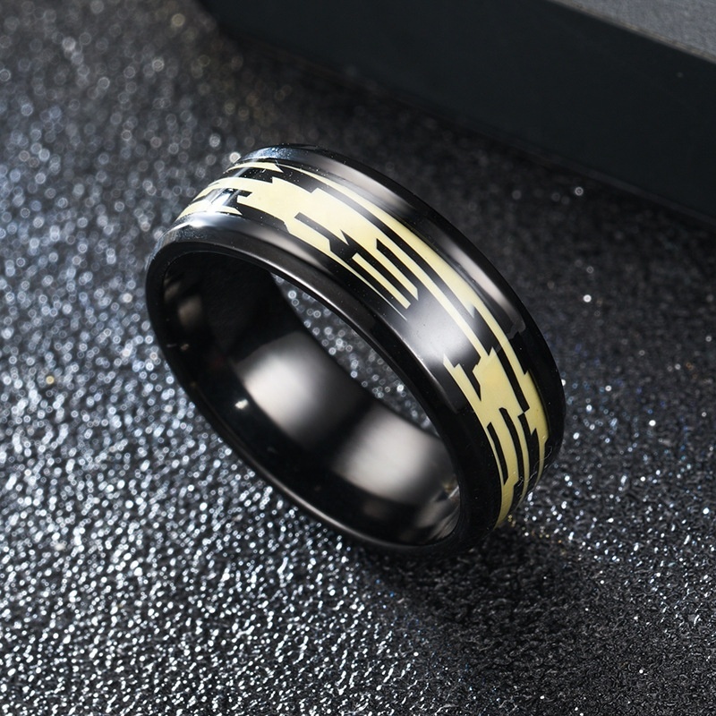 Anello Titanio 8mm Nero Acquista Anello In Acciaio Al Titanio Moda Anelli Da Uomo In Acciaio Gioielli Uomo Senza Marca - 12