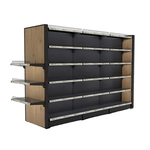 उच्च उज्ज्वल HBE-SR बड़ी क्षमता भारी शुल्क काले लकड़ी के धातु सुपरमार्केट रैक 4-स्तरीय बहु-परत अलमारियों के लिए वापस - Product Image 1