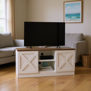 Supporto TV Vintage a 2 armadi con Base in legno costale in stile retrò unico - Product Image 2