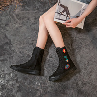 Chaussures de style Streetwear pour femmes, baskets en toile à semelle épaisse, décontractées et montantes, personnalisées, unisexes, tendance, 2020