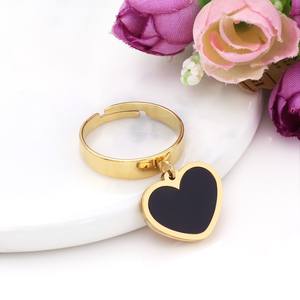 Estilo Simple Blanco Negro Corazón Encanto Mujeres Vintage <span class=keywords><strong>Rock</strong></span> Estilo Venta al por mayor Cuff Ring - Product Image 2