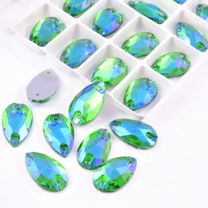 OLeeya Factory Wholesale 3A Glass Pear <b>Drop</b> Crystals AB Colors Teardrop Sew on Rhinestones for Costumes - Product Image 5