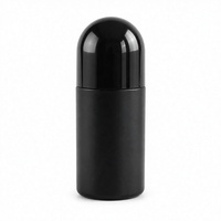 Flacon roll-on en PP de 60 ml avec bouchon dôme et bille roulante, emballage cosmétique noir opaque pour huiles essentielles et déodorants