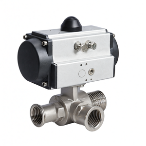 Vente de liquidation B2B COVNA, vanne à bille pneumatique de qualité alimentaire en acier inoxydable 304 à trois voies de 1 pouce, à bride sanitaire - Product Image 1