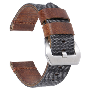 Correa de Reloj de Nailon con Parche de Cuero y Lona Win-Win para Reloj Inteligente Huawei <span class=keywords><strong>GT</strong></span> <span class=keywords><strong>3</strong></span>, Correa de Repuesto de 20 mm, 22 mm, 24 mm - Product Image 2