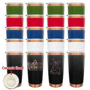 Eco Friendly Double Walled Vacuum Insulated Magnetic <b>Lid</b> Copper Underneath 20oz Tumbler with Ceramic Inner - Product Image 1