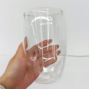 8oz 12oz 15oz <b>Double</b> <b>Walled</b> Snow Globe High Borosilicate Clear Glass Coffee <b>Mugs</b> Cups with Pre-drilled Hole for DIY Glitter - Product Image 3