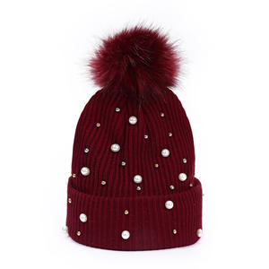<span class=keywords><strong>Bonnet</strong></span> en laine de <span class=keywords><strong>cachemire</strong></span> acrylique écologique, hiver, luxe, duveteux, perle perlée pour filles, chapeaux à <span class=keywords><strong>pompon</strong></span> épais - Product Image 4