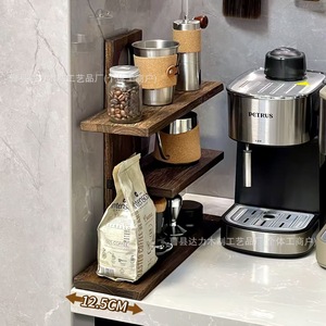 Solid Wood Storage Rack 4 Layers Durable <b>Desktop</b> Tea Set Organizer Display <b>Shelf</b> Rectangle Standing Type - Product Image 2