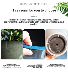 Jardinières décoratives hautes en résine P294 pour plantes d'intérieur, pots <span class=keywords><strong>à</strong></span> <span class=keywords><strong>fleurs</strong></span> de <span class=keywords><strong>grande</strong></span> <span class=keywords><strong>taille</strong></span> de haute qualité, jardinières et pots légers pour hôtel - Product Image 3