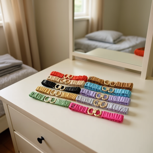 Cinturón de Tela de 4*70 cm con Hebilla de Doble Aro, Cinturón Elástico de PU, Cinturones de Moda para Mujer - Product Image 3