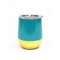 Gobelet isotherme en acier inoxydable à double paroi de 12 oz, à large ouverture, facile à nettoyer, avec paille, pour vin, OEM ODM