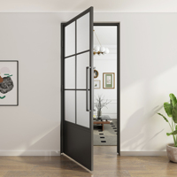 Portes battantes en verre transparentes modernes TengYu avec cadre métallique pour la décoration intérieure, surface finie, garantie 1 an
