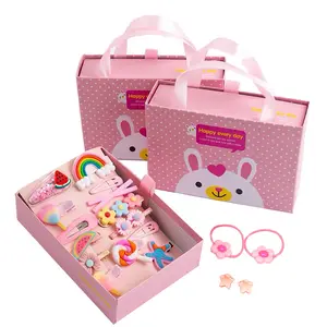 New Style Girl Accessories Kids Lovely Hair Clips And Hair Ties Gift Box Fashion Kids Hair Accessories Set