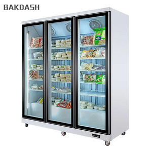 Siêu thị thịt thực phẩm đông lạnh Showcase dọc tủ lạnh thực phẩm đông lạnh hiển thị tủ đông với cửa kính - Product Image 6