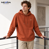 Sweat-shirt décontracté pour homme OEM ODM avec ourlet incurvé, logo personnalisé, fentes latérales, épaules tombantes, poche kangourou, marque privée