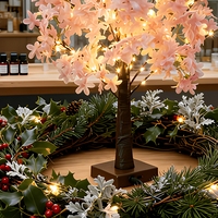 Arbre artificiel à fleurs de cerisier rose, lumière LED, arbre de table, blanc chaud, pour chambre à coucher, salon