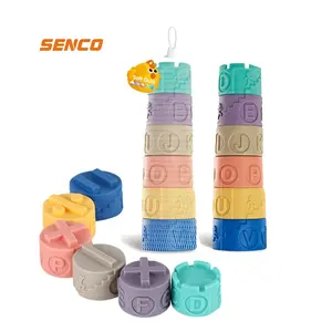 Soft Building Blocks giocattoli per bambini massaggiagengive Toy Educational Squeeze Play Toys Baby Stacking Cube Baby Soft Blocks