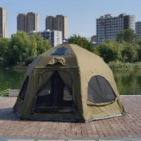 Tente dôme, cabine gonflable avec auvent, protection contre la pluie, diamètre 4,5 m, coton Oxford TC, tente géodésique gonflable