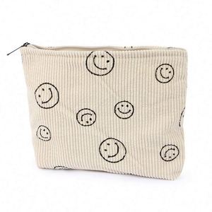 Bolsa de Maquillaje de Pana con Cara Sonriente, Linda y Portátil, Estilo Ins, para Viajes, Bolsa de Almacenamiento de Cosméticos - Product Image 5