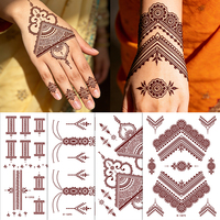 Autocollants de tatouage au henné pour le visage et le corps, aspect réaliste de Mehndi indien, à base de plantes, imperméables et résistants à la transpiration